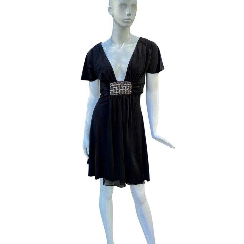 Fredericks of Hollywood Black Evening Dress Rhinestone Bead Accent Women's XS